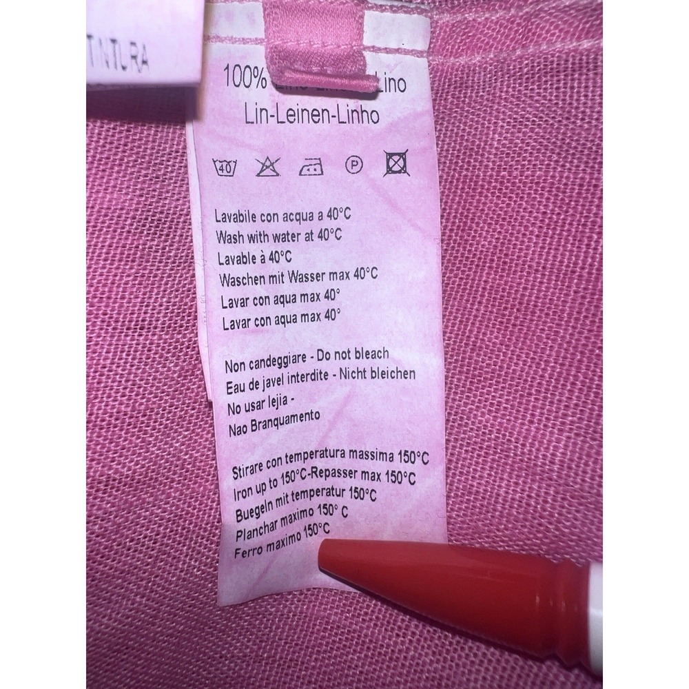 120 lLno shirt Men's XL Long Sleeve Button‎ up Pink Linen Pocket 100% Linen - Picture 15 of 16
